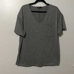 Grey V-Neck Top SHEIN CURVE